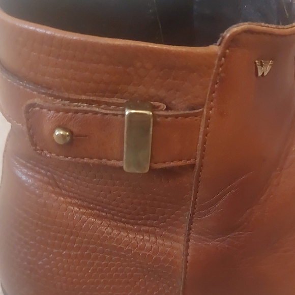 WOJAS, Size 7/European 38 Women's Tan Leather Ankle Booties - Picture 2 of 11